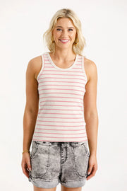 Home-lee Bobby Singlet - Ivory Bloom Stripe
