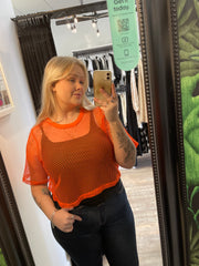 Two By Two Arrow Mesh Top - Orange