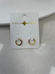 Stella + Gemma Gemstone Gold Hoops - Purple & Pink Pink Gems