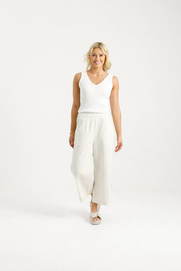 Home-lee Zoe Pants - Cream Daisies
