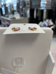 Stella + Gemma Gemstone Gold Hoops - Purple & Pink