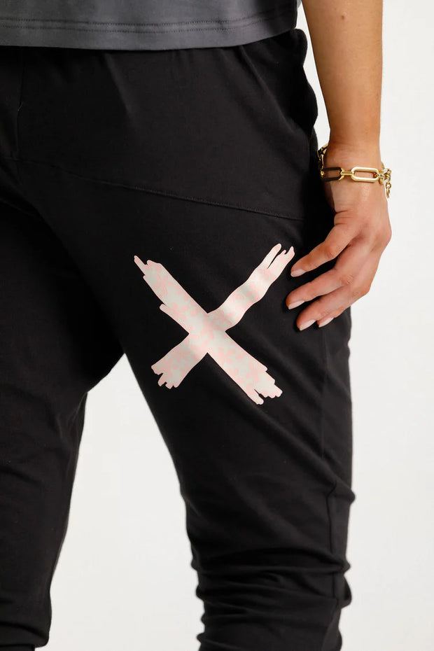 Home-lee Apartment Pants - Black With Blossom Daisy X