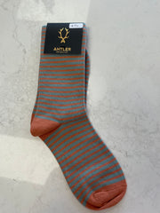 Antler Stripe Sock - Sage & Apricot