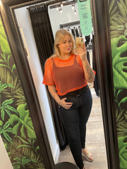 Two By Two Arrow Mesh Top - Orange