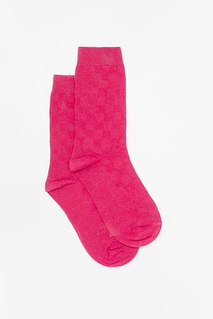 Antler Basketweave Sock - Pink