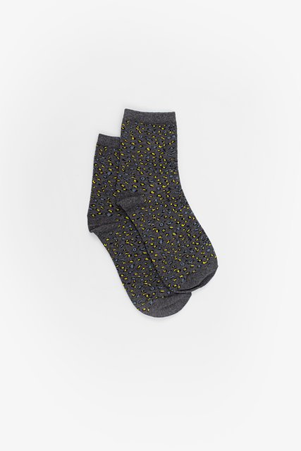 Antler Gold Leopard Sock - Grey