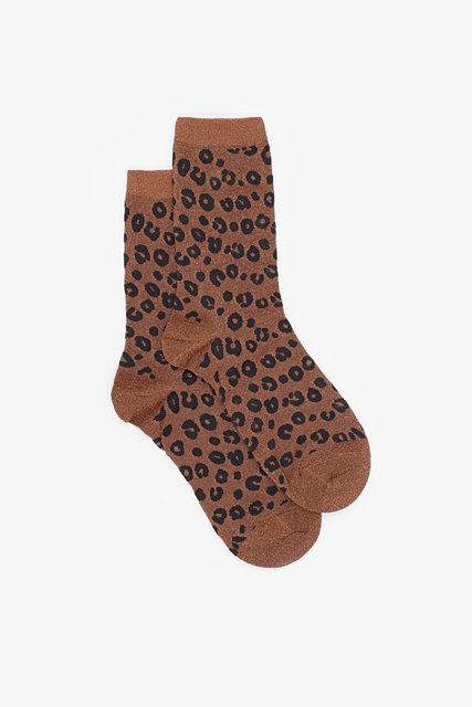 Antler Lurex Cheetah Sock - Copper