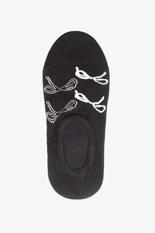 Antler No Show Sock - Black Bows