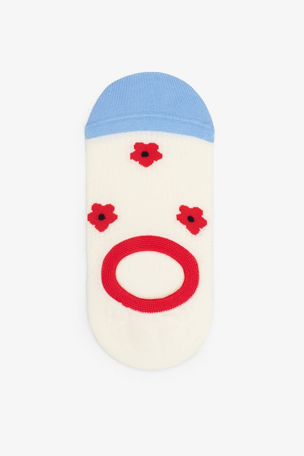 Antler No Show Sock - Red Daisy