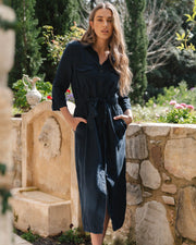 Betty Basics Lyocell Shirt Dress - Dark Vintage Blue