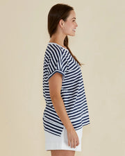 Betty Basics Shirley Short Sleeve Tee - Navy Stripe