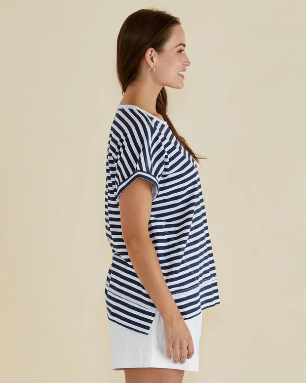 Betty Basics Shirley Short Sleeve Tee - Navy Stripe