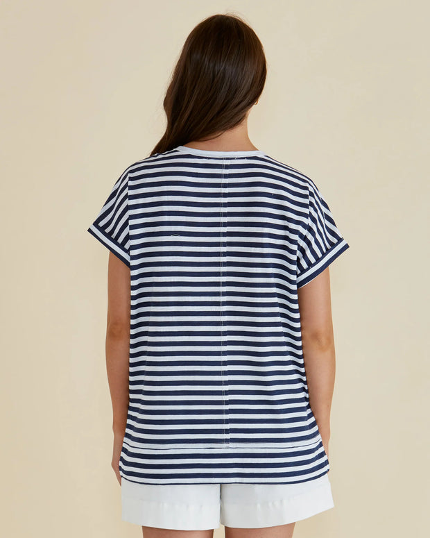 Betty Basics Shirley Short Sleeve Tee - Navy Stripe