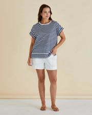 Betty Basics Shirley Short Sleeve Tee - Navy Stripe