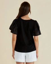 Betty Basics Lottie Embroidered Tee - Black