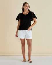 Betty Basics Lottie Embroidered Tee - Black