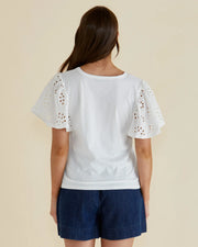 Betty Basics Lottie Embroidered Tee - White