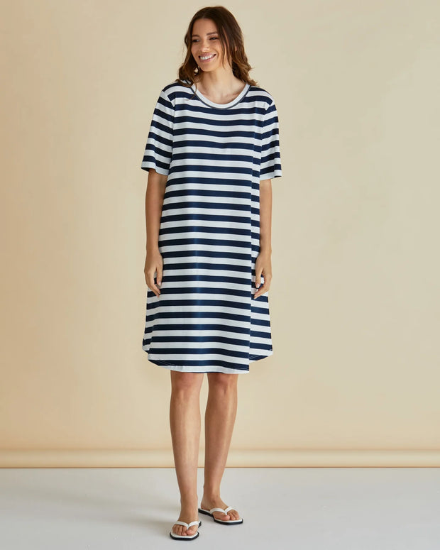 Betty Basics Eloise T-Shirt Dress - Navy Stripe
