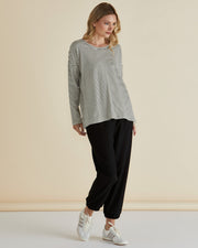 Betty Basics Brixley Long Sleeve Top - Black Stripe