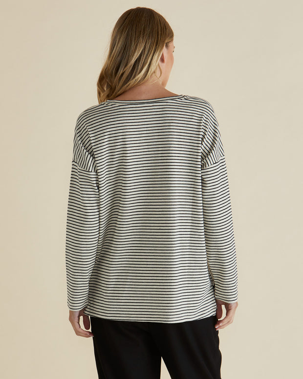 Betty Basics Brixley Long Sleeve Top - Black Stripe