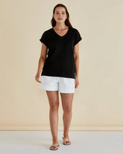 Betty Basics Ayla V-neck Tee - Black