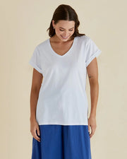 Betty Basics Ayla V-neck Tee - White