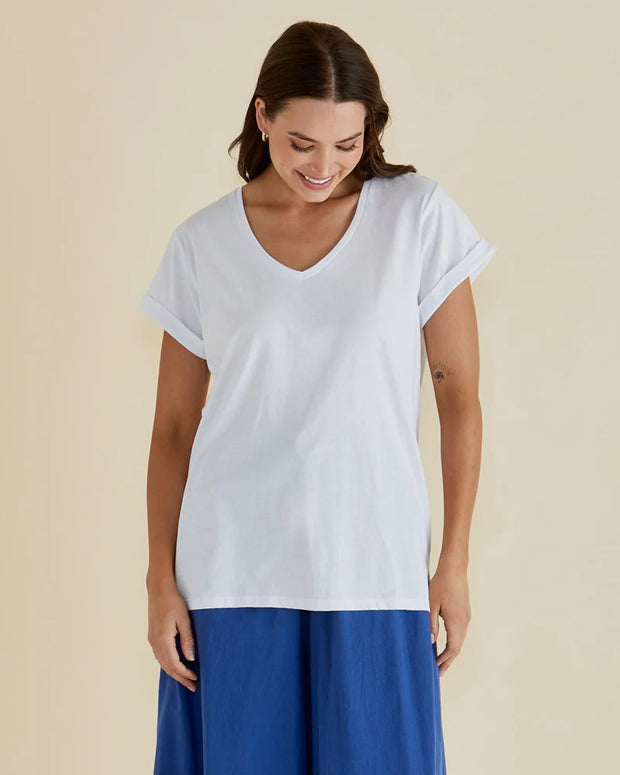 Betty Basics Ayla V-neck Tee - White