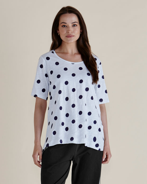 Betty Basics Riley Tee - Navy Polkadot