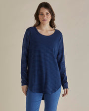 Betty Basics Megan Long Sleeve Tee - Blue Stripe