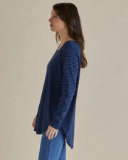 Betty Basics Megan Long Sleeve Tee - Blue Stripe