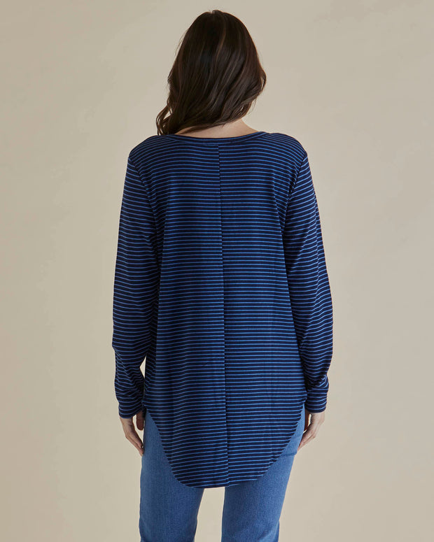 Betty Basics Megan Long Sleeve Tee - Blue Stripe