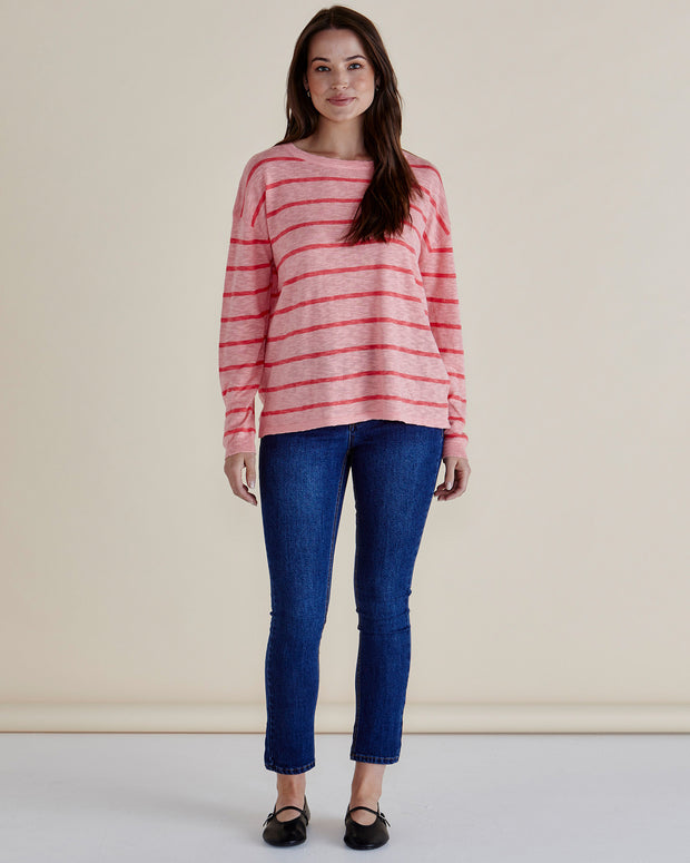 Betty Basics Natasha Knit Top - Pink Stripe