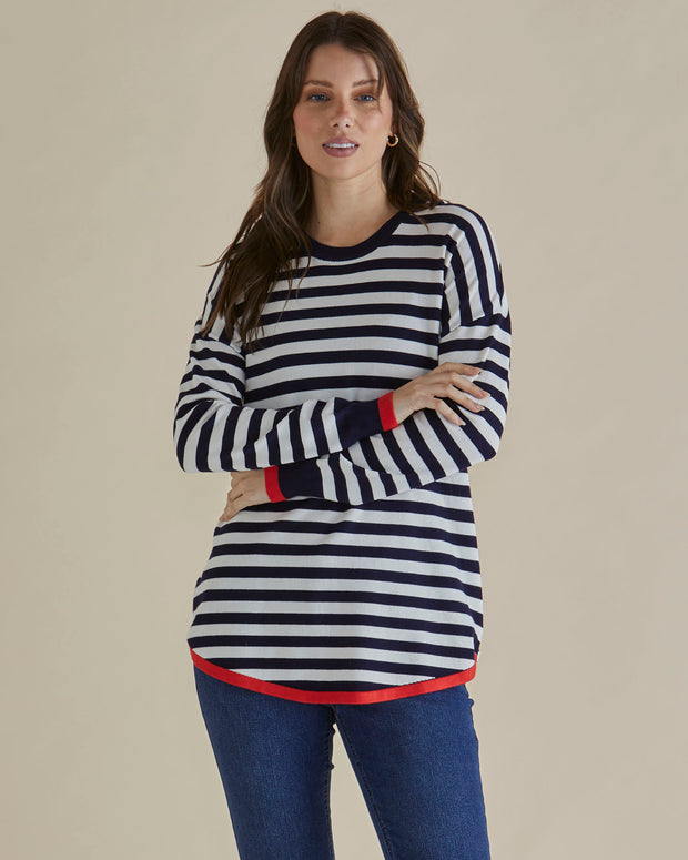 Betty Basics Sophie Knit Jumper - Navy Stripe