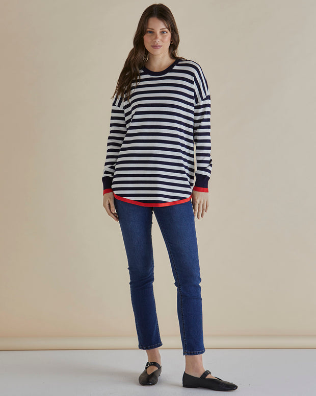 Betty Basics Sophie Knit Jumper - Navy Stripe