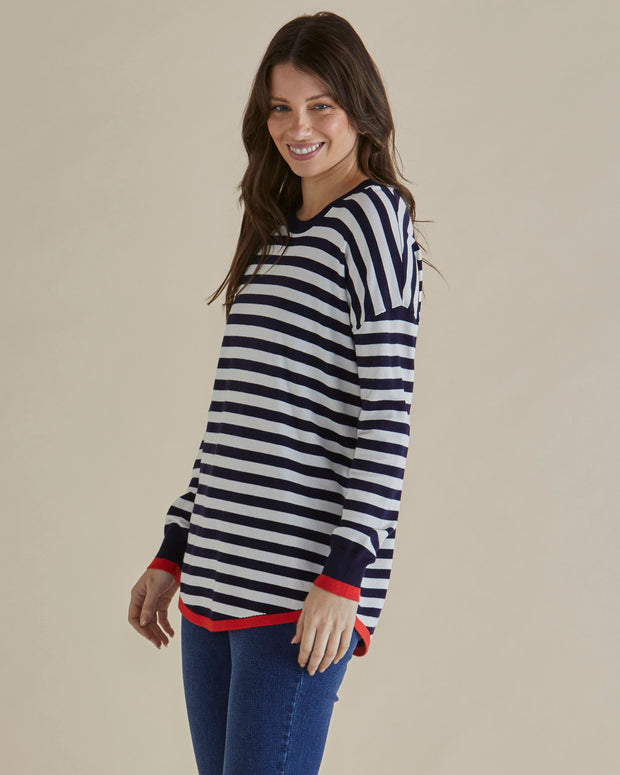 Betty Basics Sophie Knit Jumper - Navy Stripe