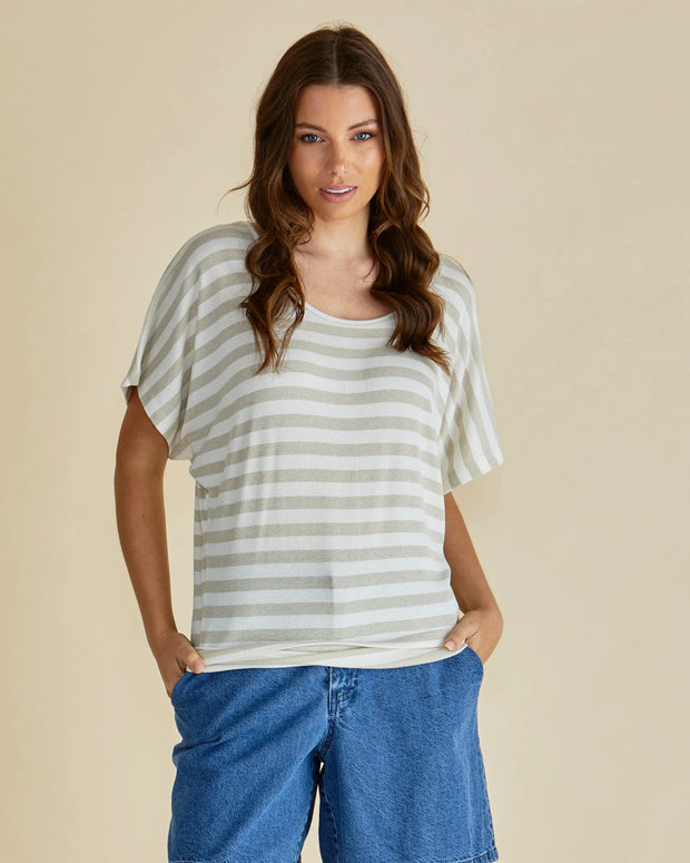 Betty Basics Maui Tee - Gold Stripe
