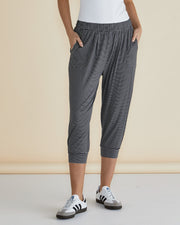 Betty Basics Tokyo 3/4 Pant - Charcoal Stripe