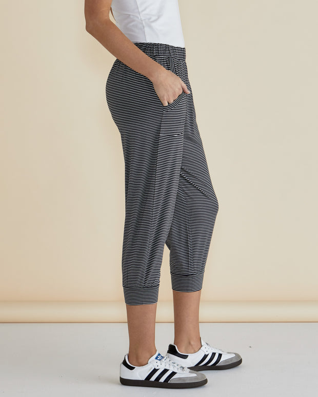 Betty Basics Tokyo 3/4 Pant - Charcoal Stripe