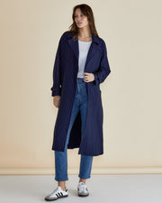 Betty Basics Mayla Duster - Blue Pinstripe