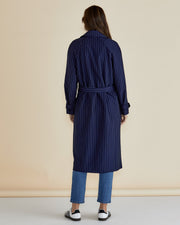 Betty Basics Mayla Duster - Blue Pinstripe