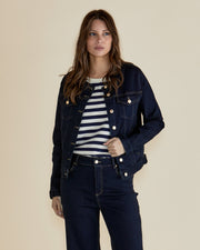 Betty Basics Cindy Collarless Denim Jacket - Ink