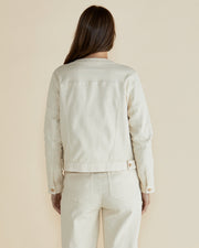 Betty Basics Cindy Collarless Denim Jacket - Off White