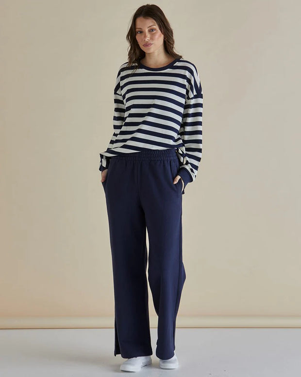 Betty Basics Easy Crew Sweat - Navy Stripe