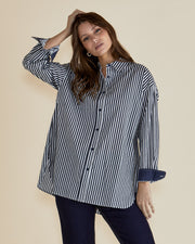 Betty Basics Claire Classic Shirt - Navy Stripe