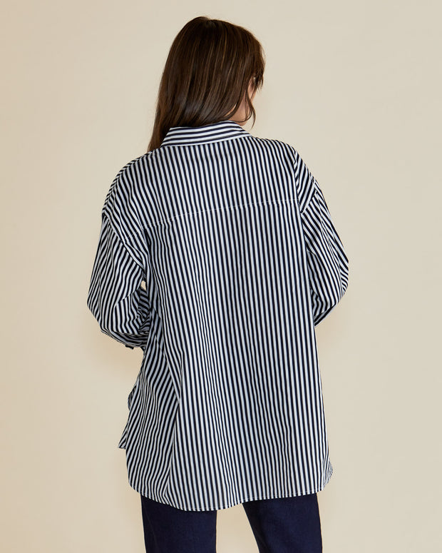 Betty Basics Claire Classic Shirt - Navy Stripe