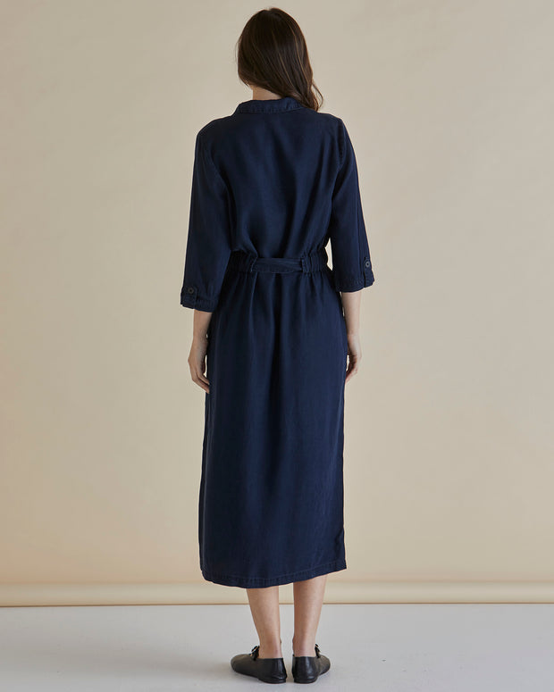 Betty Basics Lyocell Shirt Dress - Dark Vintage Blue
