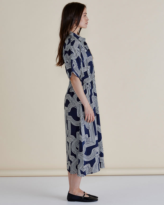 Betty Basics Skye Dress - Navy Geo