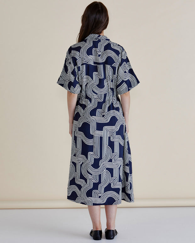 Betty Basics Skye Dress - Navy Geo