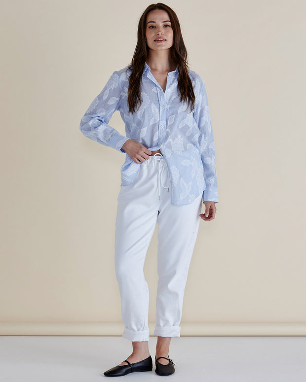Betty Basics Lace Stripe Shirt - Lace Floral