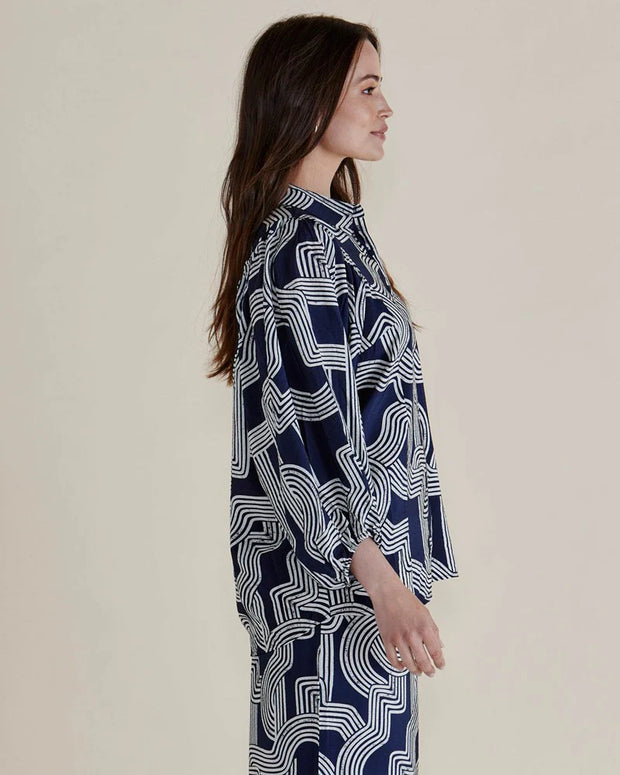 Betty Basics Rosalind Shirt - Navy Geo